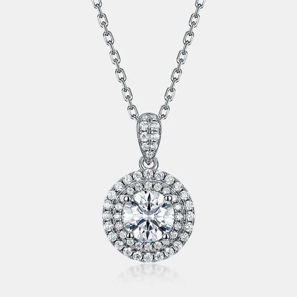 Moissanite Pendant Necklace Silver 925 Geometric Diamond Inlaid Light Luxury