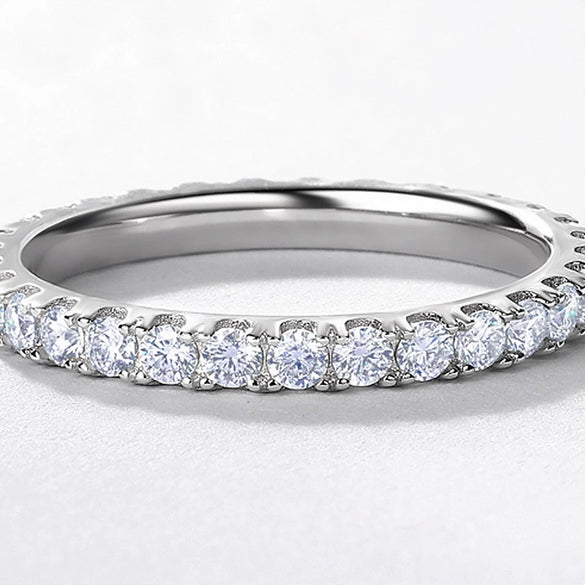 Moissanite Ring S225 Silver Geometric Style