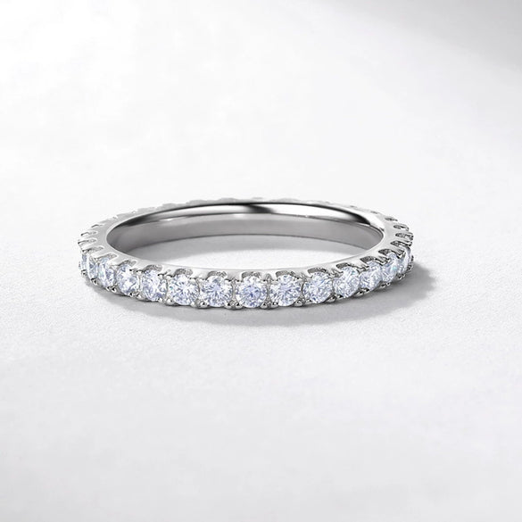 Moissanite Ring S225 Silver Geometric Style