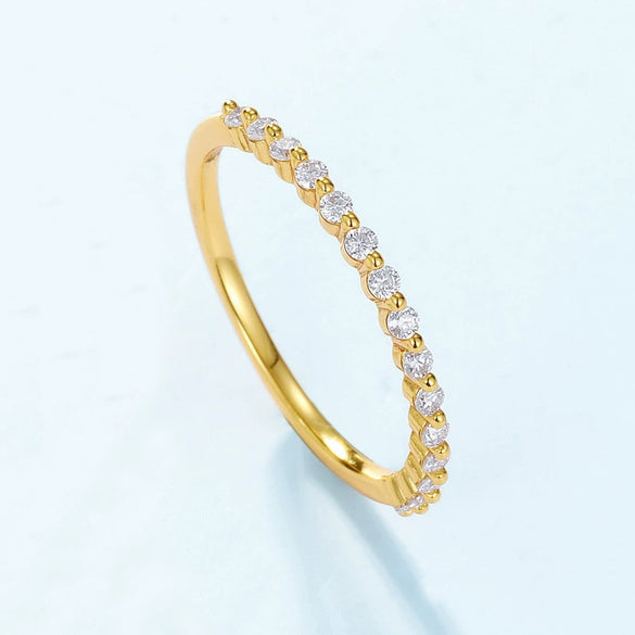 Moissanite Ring S925 Silver 10K Gold Inlaid Geometric Fashion Women's