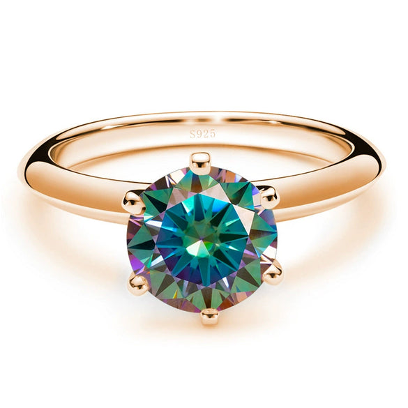 Moissanite Ring S925 Silver Plated 18K Gold Round Synthetic Carbon Silicon Stone Set With Gems