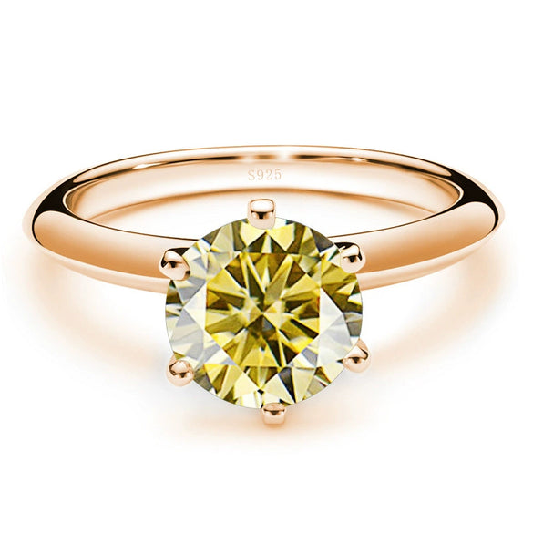 Moissanite Ring S925 Silver Plated 18K Gold Round Synthetic Carbon Silicon Stone Set With Gems