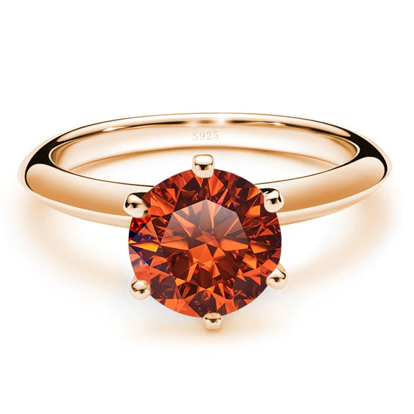 Moissanite Ring S925 Silver Plated 18K Gold Round Synthetic Carbon Silicon Stone Set With Gems