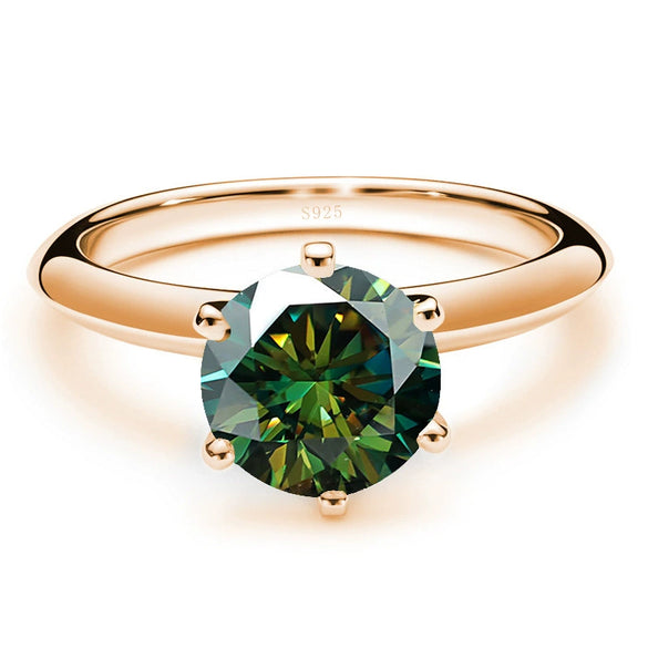 Moissanite Ring S925 Silver Plated 18K Gold Round Synthetic Carbon Silicon Stone Set With Gems