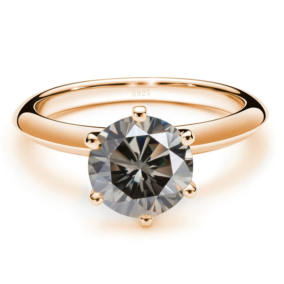 Moissanite Ring S925 Silver Plated 18K Gold Round Synthetic Carbon Silicon Stone Set With Gems
