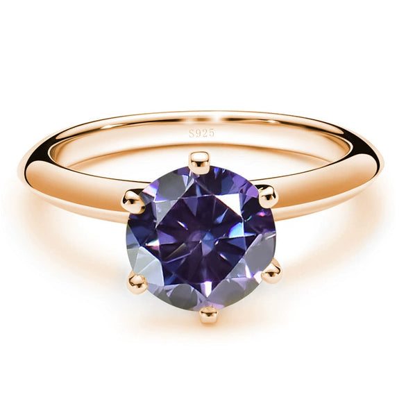 Moissanite Ring S925 Silver Plated 18K Gold Round Synthetic Carbon Silicon Stone Set With Gems