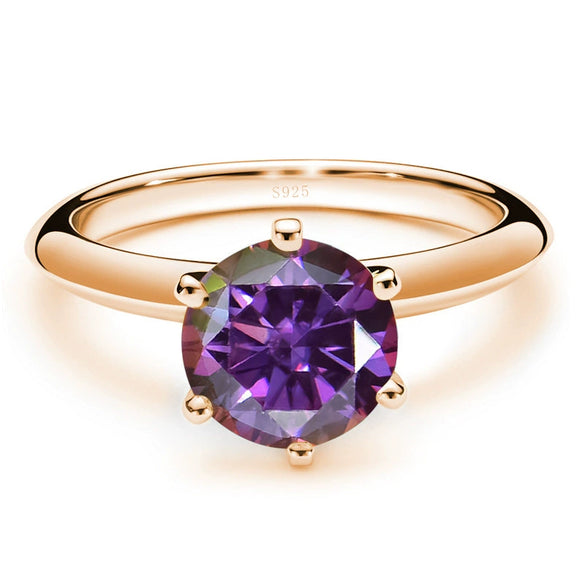 Moissanite Ring S925 Silver Plated 18K Gold Round Synthetic Carbon Silicon Stone Set With Gems