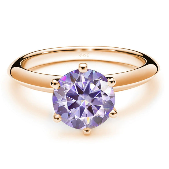 Moissanite Ring S925 Silver Plated 18K Gold Round Synthetic Carbon Silicon Stone Set With Gems