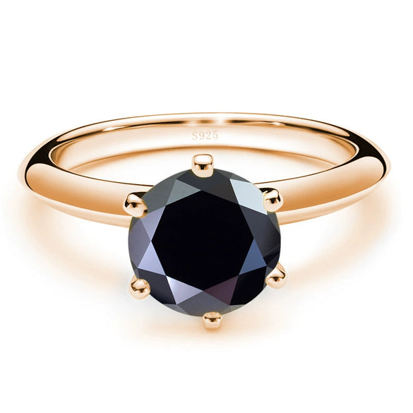 Moissanite Ring S925 Silver Plated 18K Gold Round Synthetic Carbon Silicon Stone Set With Gems