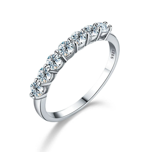 Moissanite Ring S925 Sterling Silver Fashion Style With Geometric Design Electroplated