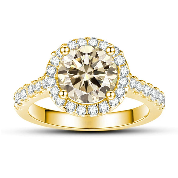 Moissanite Ring S925 Sterling Silver Round Shape Set With Gems Men's