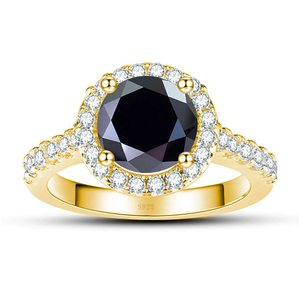 Moissanite Ring S925 Sterling Silver Round Shape Set With Gems Men's