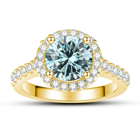 Moissanite Ring S925 Sterling Silver Round Shape Set With Gems Men's