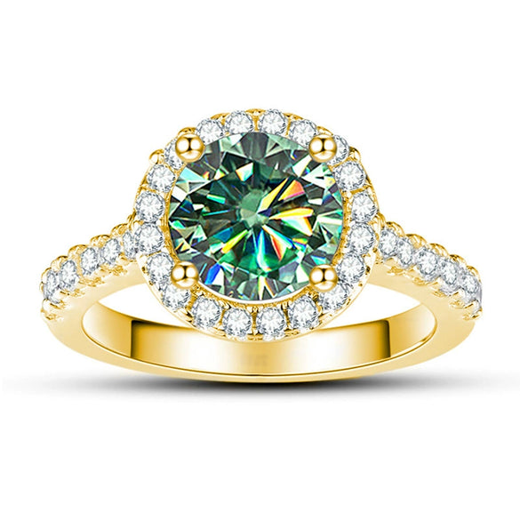 Moissanite Ring S925 Sterling Silver Round Shape Set With Gems Men's