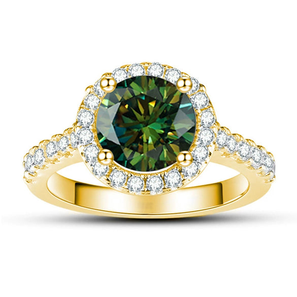 Moissanite Ring S925 Sterling Silver Round Shape Set With Gems Men's