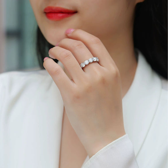Moissanite Ring 925 Sterling Silver Geometric Design Female Fashion Jewelry
