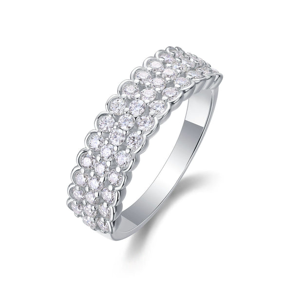 Moissanite Ring 925 Sterling Silver Geometric Fashion Highend Women's Ring Set With Diamonds