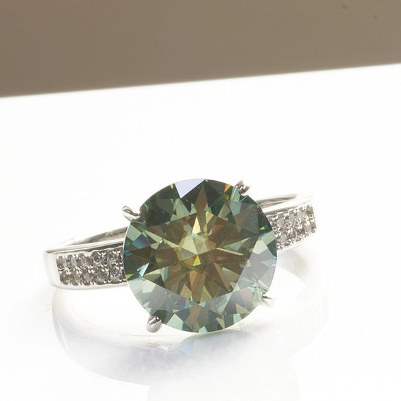 Moissanite Ring Synthetic Moissanite Round Shape Set With Precious Stones Men's