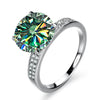 Moissanite Ring Synthetic Moissanite Round Shape Set With Precious Stones Men's