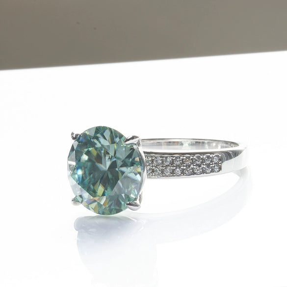 Moissanite Ring Synthetic Moissanite Round Shape Set With Precious Stones Men's