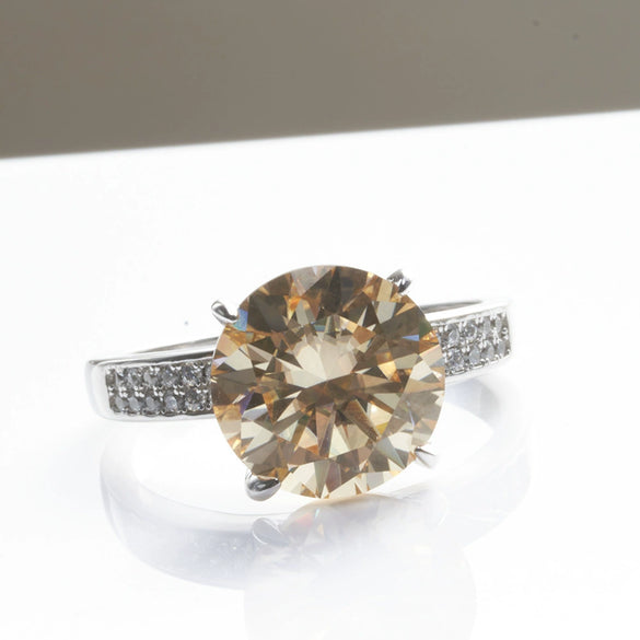 Moissanite Ring Synthetic Moissanite Round Shape Set With Precious Stones Men's