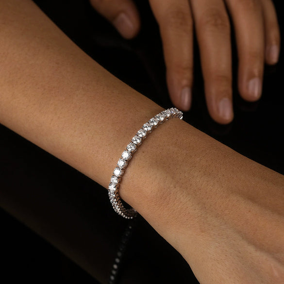 Moissanite S925 Sterling Silver Geometric Stacking Style Electroplated Full Circle Bracelet Jewelry For Women