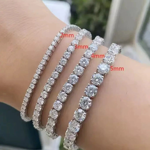 Moissanite S925 Sterling Silver Geometric Stacking Style Electroplated Full Circle Bracelet Jewelry For Women