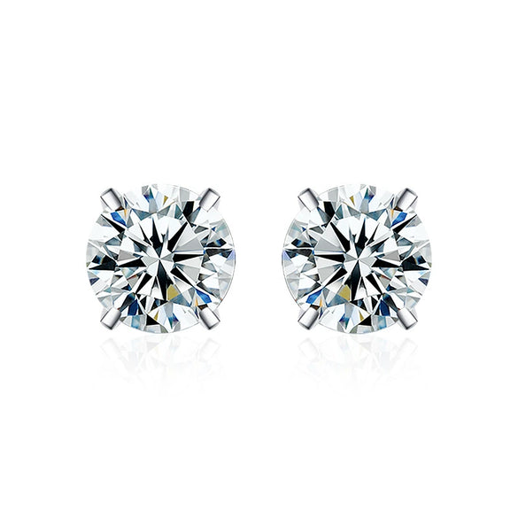 Moissanite S925 Sterling Silver Goldplated Geometric Fourclaw Earrings