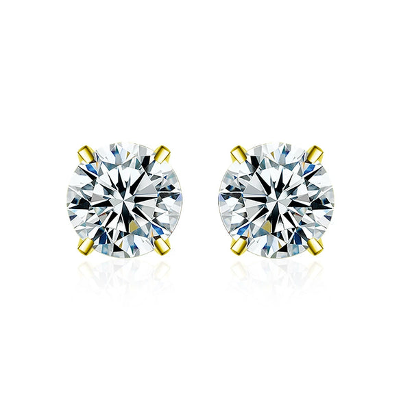 Moissanite S925 Sterling Silver Goldplated Geometric Fourclaw Earrings