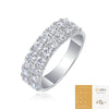 Moissanite S925 Sterling Silver Women's Ring Multilayer Nonfading Niche Design Geometric Shape Set With Diamonds