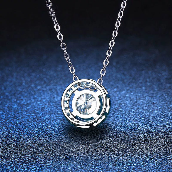 Moissanite 925 Silver Necklace With Plated Pt950 Classic Seiko Round Bag Pendant And Simple Clavicle Chain Geometric Style