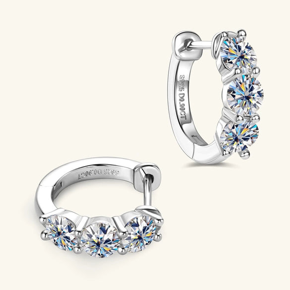 Moissanite Sterling Silver 925 Silver Ear Clip Jewelry Electroplating Geometric Style Women's Earrings