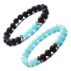 Moon And Star Couple Bracelet With Black Onyx White Pine Stone And Green Aventurine Geometric Beaded Friendship Bracelet