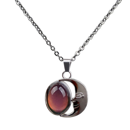 Moon Gemstone Temperature And Mood Color Changing Necklace