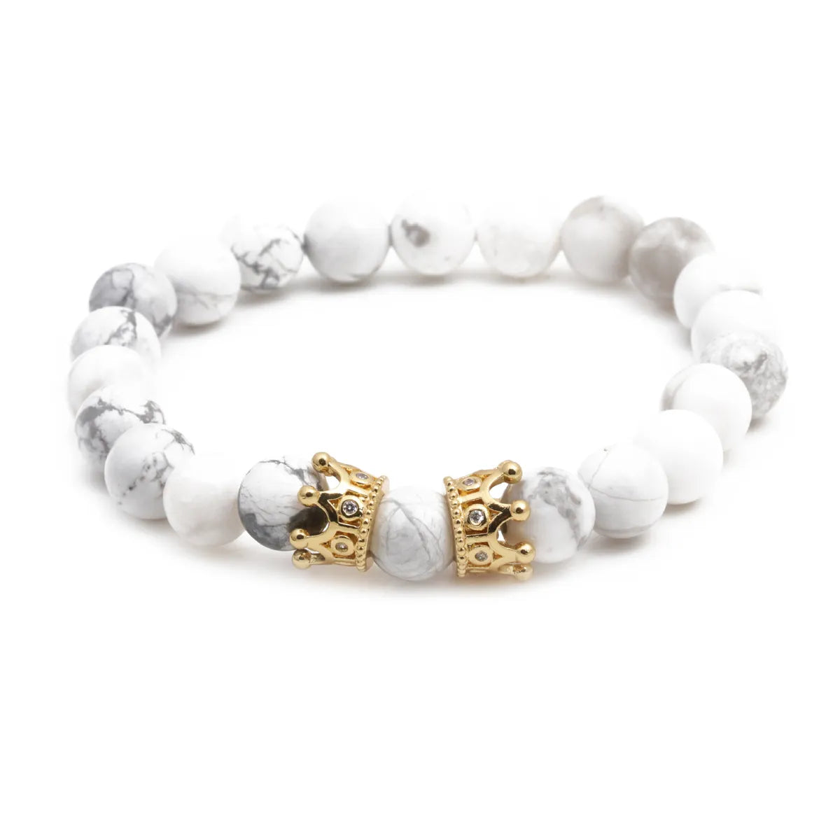 Moonstone Frosted Stone Crown Couple Bracelet