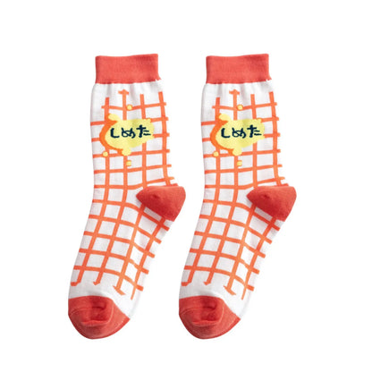 Moroccan Pattern Cartoon Illustration Women'S Socks Autumn And Winter Long-Tube Plaid Socks