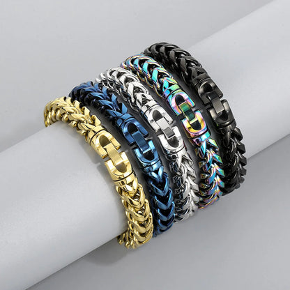 Multi-color Optional Classic Round Grinding Stainless Steel Polished Keel Chain Bracelet Personality Titanium Steel Positive And Negative Chain Men's Bracelet