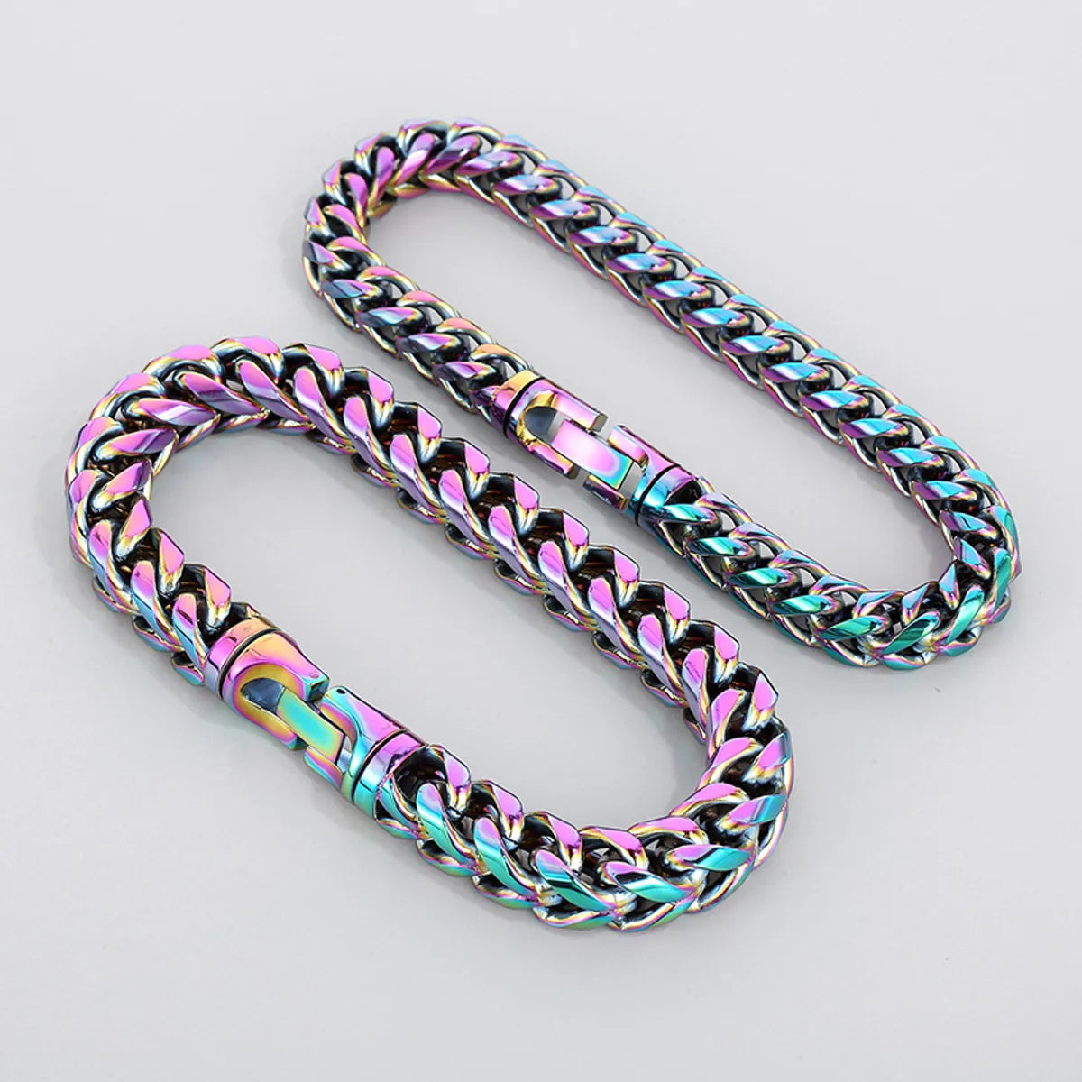 Multi-color Optional Classic Round Grinding Stainless Steel Polished Keel Chain Bracelet Personality Titanium Steel Positive And Negative Chain Men's Bracelet