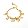 Multi Element Diy Women's Bracelet With Star Moon Zircon Stainless Steel Accessories Geometric Styling Electroplating Treatment