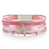 Multi Layer Leather Starfish Bead Bracelet For Women