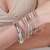 Multi Layer Stacked Geometric Metal Alloy Iron Electroplated Unisex Bracelet Set