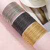 Multi Layer Stacked Geometric Metal Alloy Iron Electroplated Unisex Bracelet Set