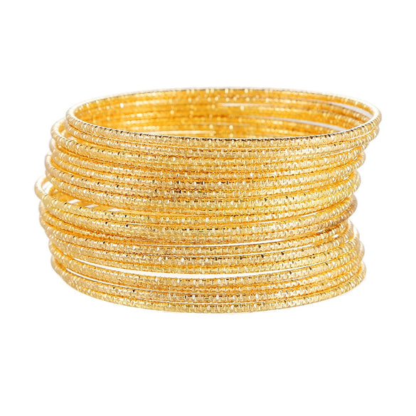 Multi Layer Stacked Geometric Metal Alloy Iron Electroplated Unisex Bracelet Set