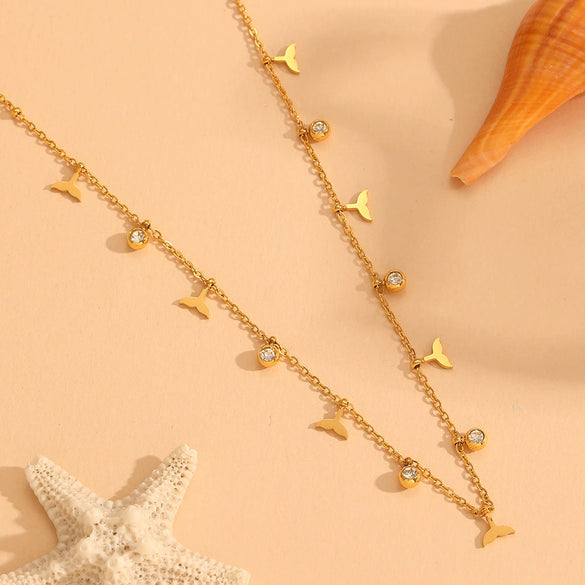 Multi Pendant Women's Necklace In Titanium Steel With Four Leaf Clover Love Star Moon Devil's Eye And Geometric Patterns