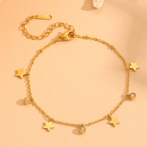 Multi Pendant Women's Necklace In Titanium Steel With Four Leaf Clover Love Star Moon Devil's Eye And Geometric Patterns