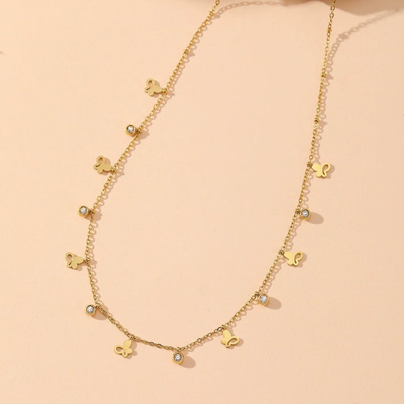 Multi Pendant Women's Necklace In Titanium Steel With Four Leaf Clover Love Star Moon Devil's Eye And Geometric Patterns