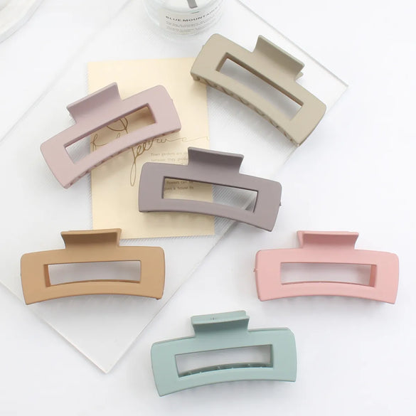 Multi-Size Frosted Grab Clip Square Clip Simple Temperament Hairpin Big Hair Shark Clip Hair Accessories