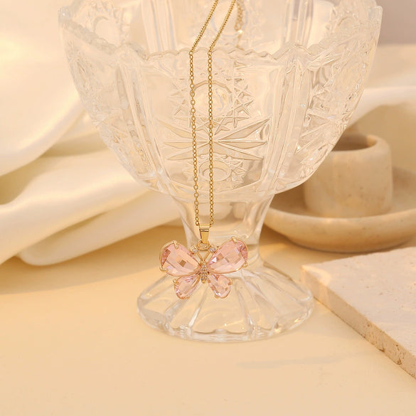 Multicolor Butterfly Pendant Fashion Stainless Steel Necklace