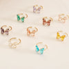 Multicolor Glass Butterfly Ring For Women Copper Electroplated Creative Jewelry