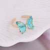 Multicolor Glass Butterfly Ring For Women Copper Electroplated Creative Jewelry